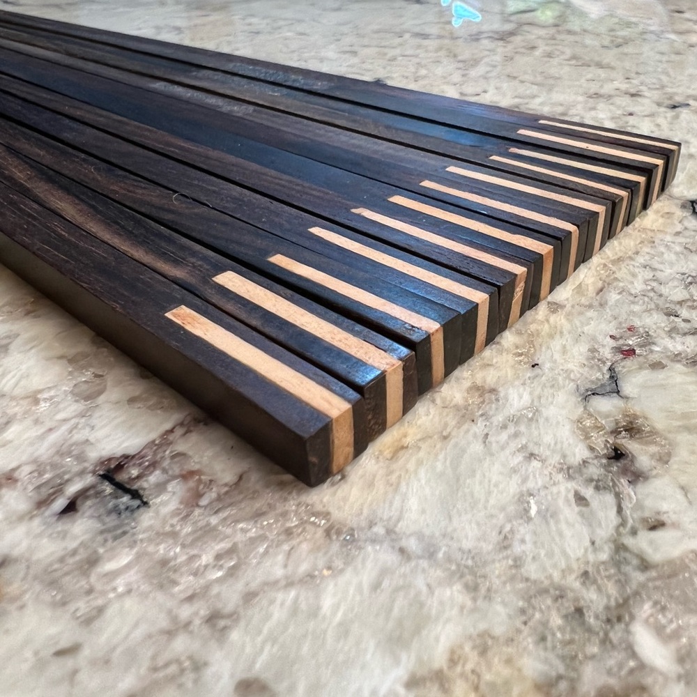 Wooden chopsticks with wood inlay